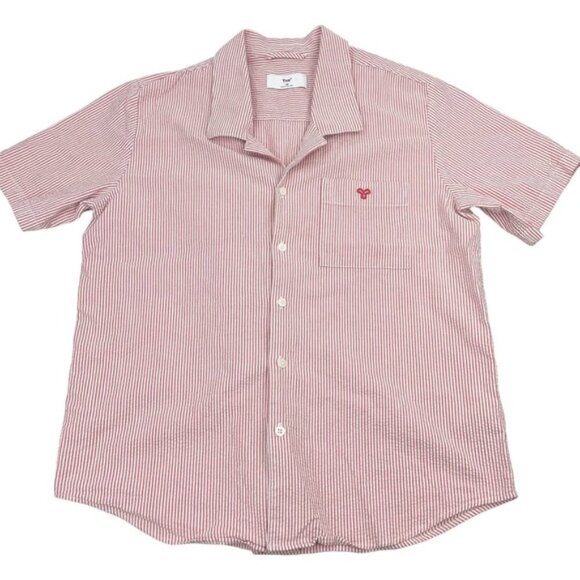 TNA Aritzia Baltimore Button Up Striped Short Sleeve Sz XS - Picture 2 of 6